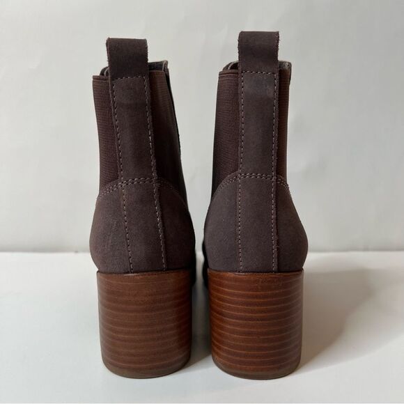 Kiomi Taupe Mocha Tan Pull On Block Heel Suede Ankle Boots Bootie EUR 37/US 6.5 - Picture 3 of 16